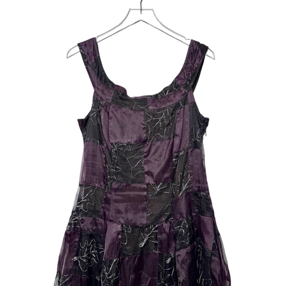 Vintage Nomads Purple Black Patchwork Fairycore Babydoll Women’s Dress L - Picture 6 of 12
